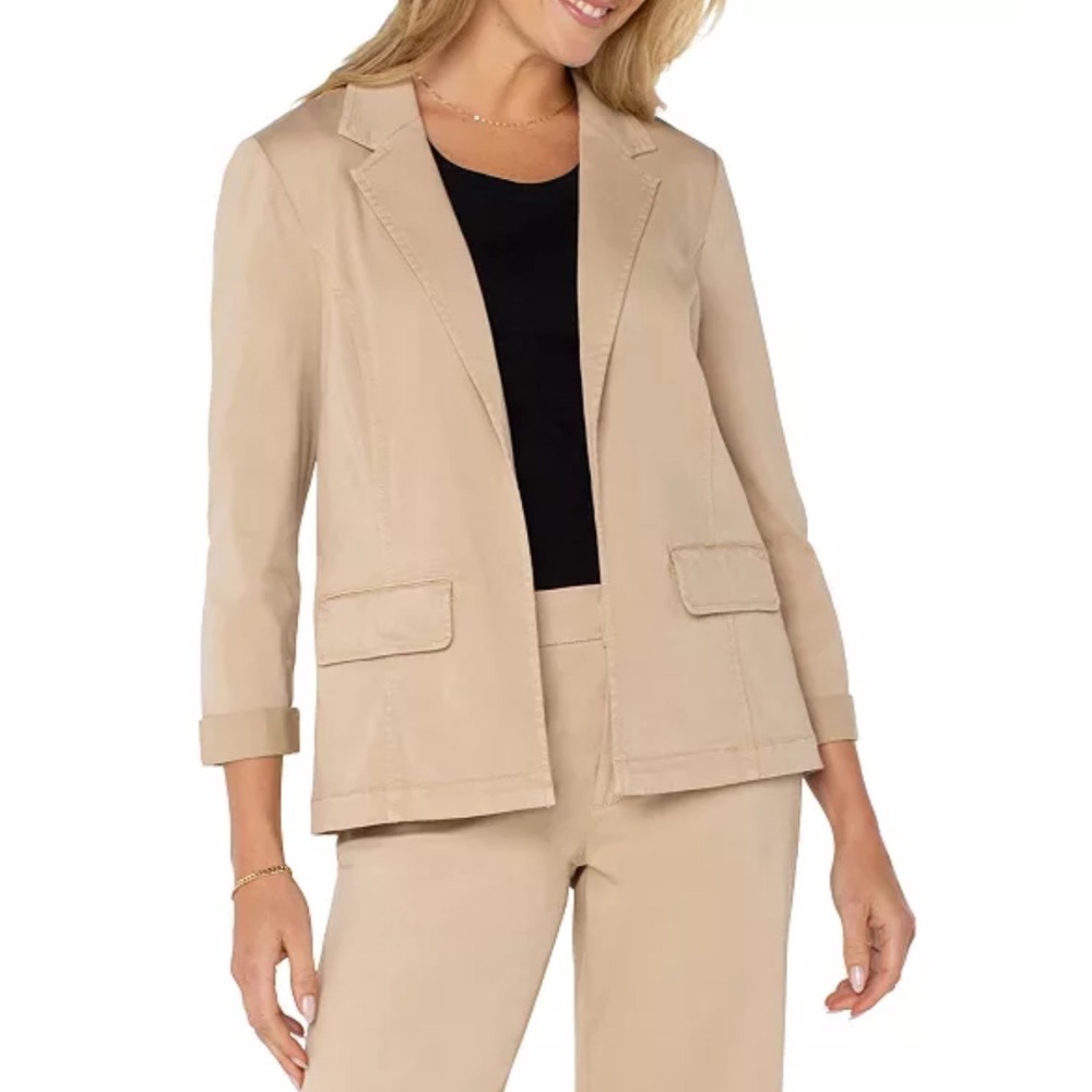 Liverpool Los Angeles Women's Fitted Open Front Blazer Jacket Classic Beige XL